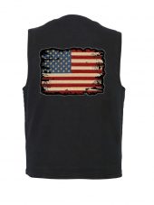 Denim vest with distressed American flag patch
