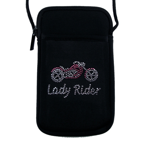 Lady rider motorcycle phone holder