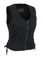 Women's black zipper denim vest