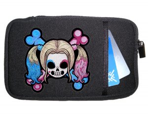 Ladies Harley Quinn crossbones patch phone case