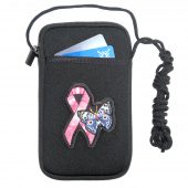 Ladies cell phone case with breast cancer ribbon and butterfly design patch