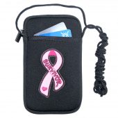 Women's phone case with breast cancer survivor patch