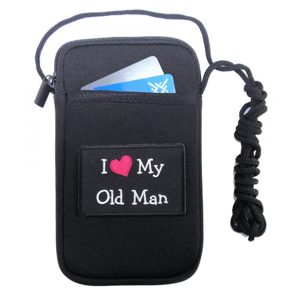 Ladies cell phone case with I love my old man patch