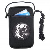 ladies cell phone case holder with Virgo patch design