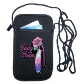 Ladies phone case with lady rider feather patch design