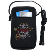 Women's cell phone case with rhinestone pirate design