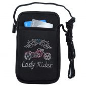 Lady rider motorcycle wings rhinestone design phone case