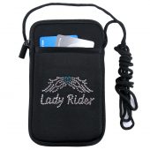 Rhinestone lady rider with wings cell phone case