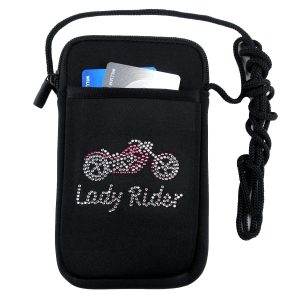 Women's rhinestone lady rider biker phone case