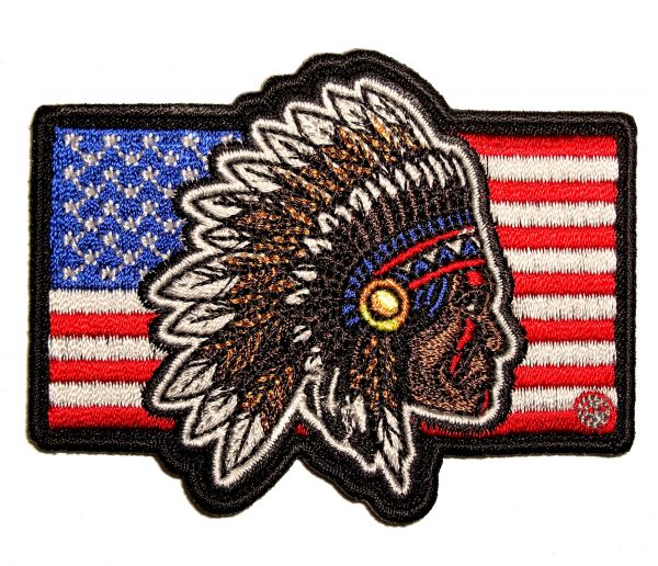 patriotic native american indian flag biker patch