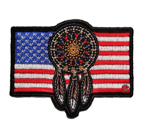 patriotic native american indian dream catcher biker patch