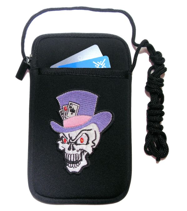 ladies cell phone case with skull top hat design