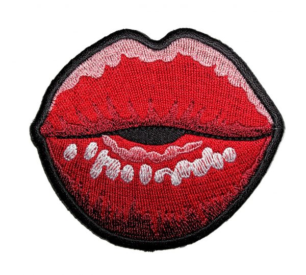 ladies kissing lips biker patch