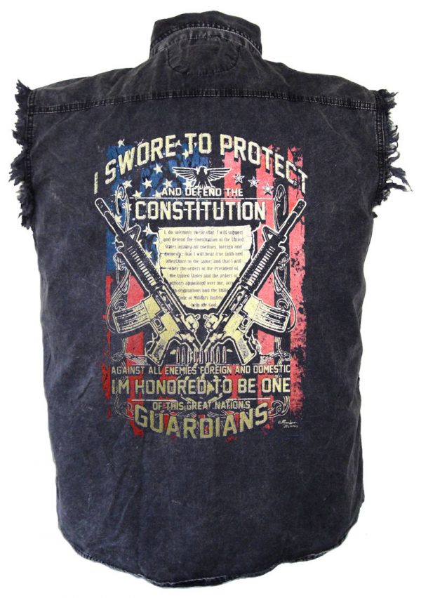 mens constitution denim biker shirt