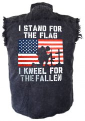 mens I stand for the flag I kneel for the fallen biker shirt