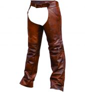 Mens buffalo hide brown leather chaps