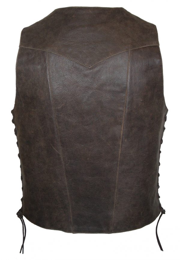 Buffalo hide brown 10 pocket leather vest