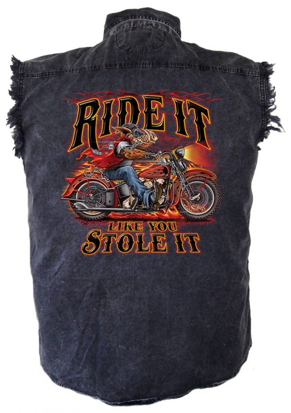 Wild hog men's denim biker shirt