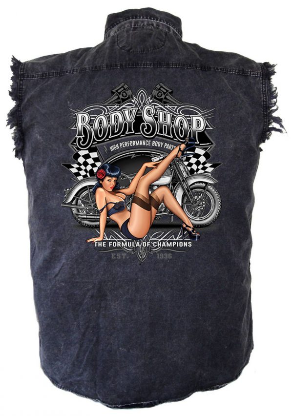 Biker chick denim biker shirt