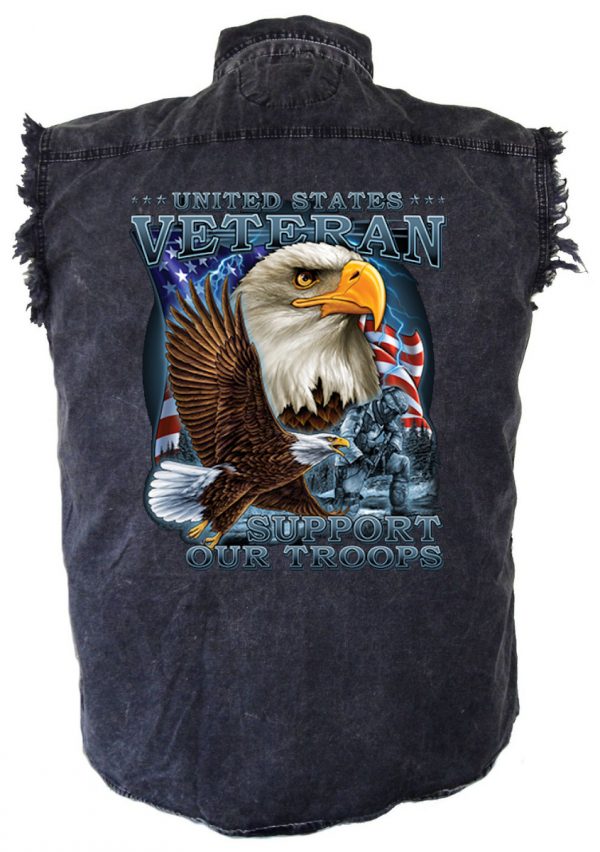 US Veteran denim biker shirt