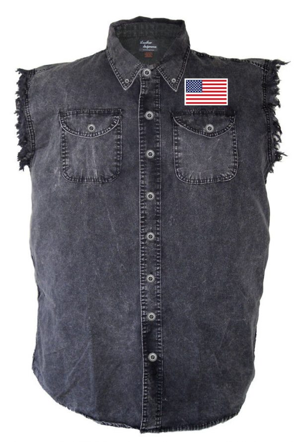 American flag denim biker shirt