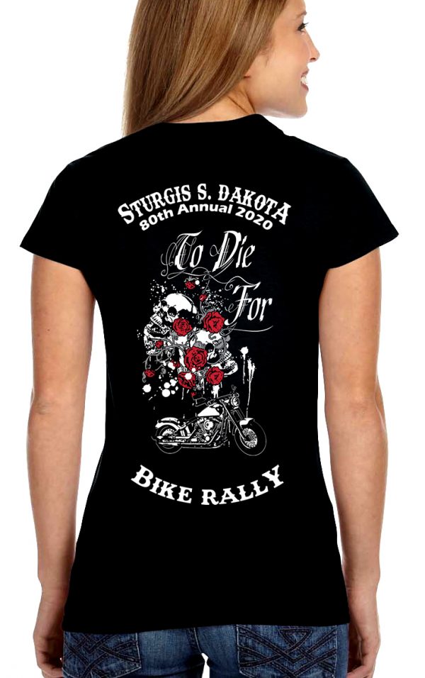 Women Sturgis Biker Skulls and Roses Shirt