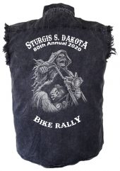 Acid Washed Sturgis Death Ride Denim Biker Shirt
