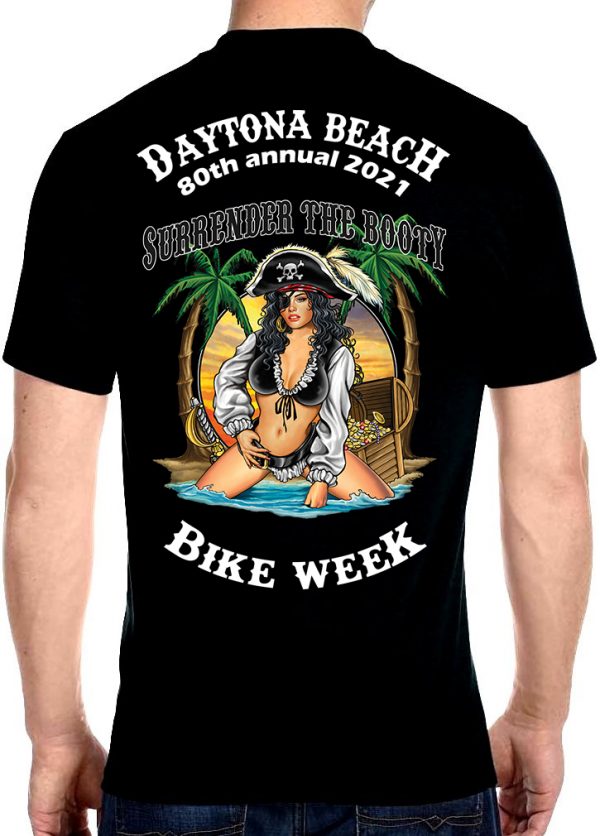 Daytona Beach Bike Week 2021 Badass Pirate Babe Men's Biker Tee Shirt