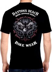 Daytona Beach Bike Week 2021 Yin Yang Dragons Men's Biker Tee Shirt