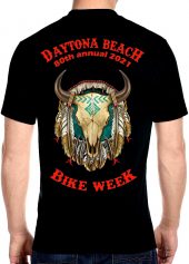 Daytona Beach Bike Week 2021 Buffalo Skull Men's Biker Tee Shirt