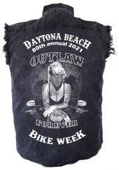 Daytona Beach Bike Week 2021 Marilyn Monroe Outlaw Men's Denim Shirt