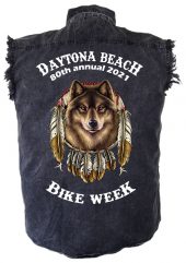 Daytona Beach Bike Week 2021 Mythical Wolf Men's Denim Shirt