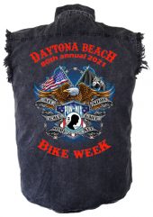 Daytona Beach Bike Week 2021 Vengeful Eagle Men's Denim Biker Shirt