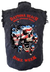 Men's Daytona Beach Bike Week Screaming Skulls Biker Shirt