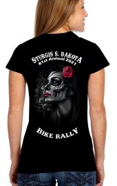 2021 sturgis goth girl with rose tee