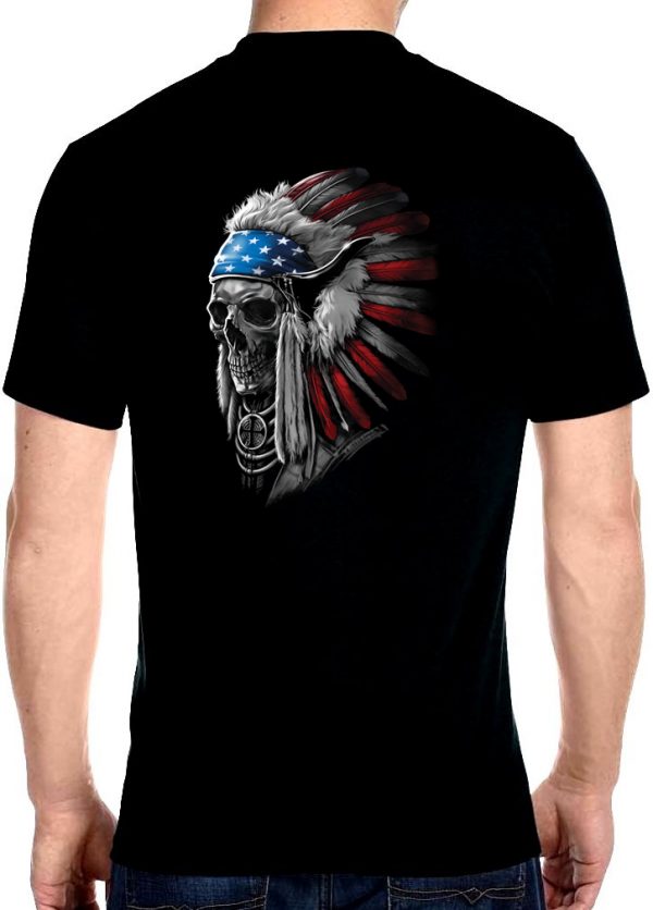 men's patriotic Indian headdress biker t-shirt