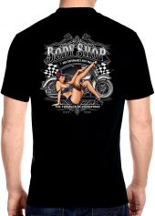 mens body shop pin up babe biker t-shirt