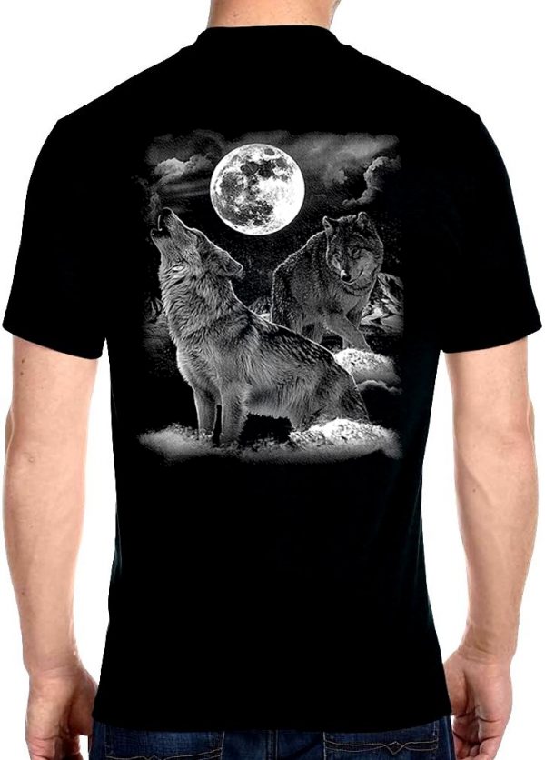 men's howling wolf biker t-shirt