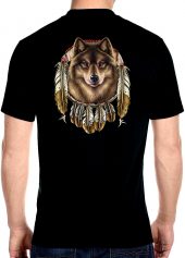 men's dreamcatcher wolf biker t-shirt