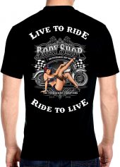 mens live to ride ride to live body shop babe t-shirt