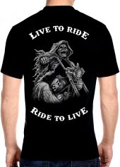 mens live to ride ride to live grim reaper biker t-shirt