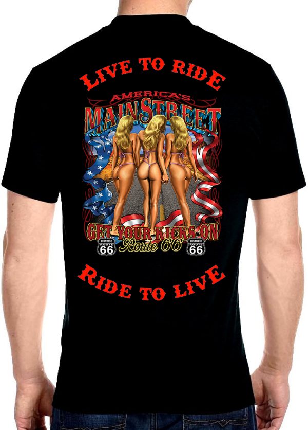 mens live to ride ride to live mainstreet babes biker t-shirt