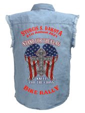 mens 2021 sturgis stand for the flag blue denim biker shirt