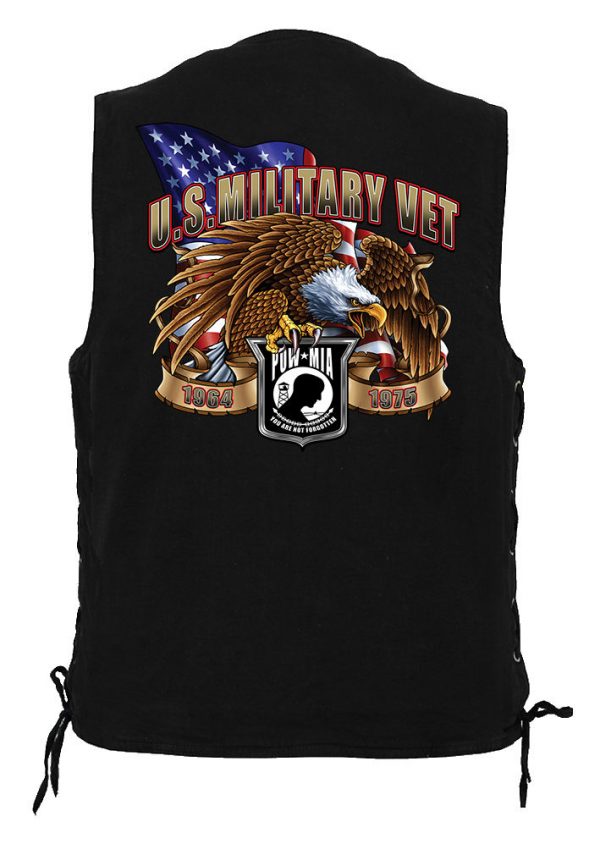 mens denim biker vest us military vet eagle