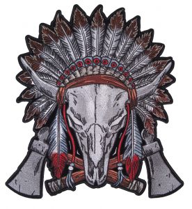 Native American steer headdress motorcycle biker patch