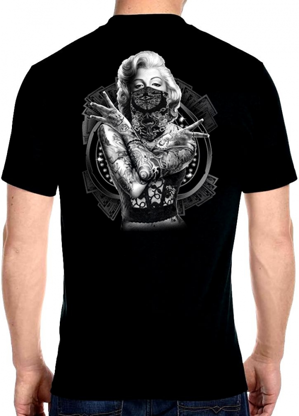 men's biker t-shirt with bad girl Marilyn Monroe design