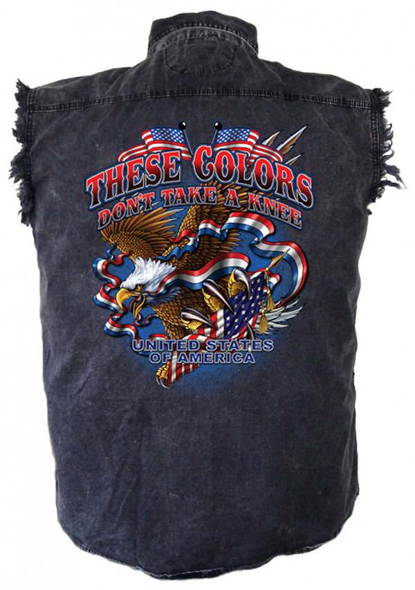 men's denim biker shirt these colors don't take a knee military design