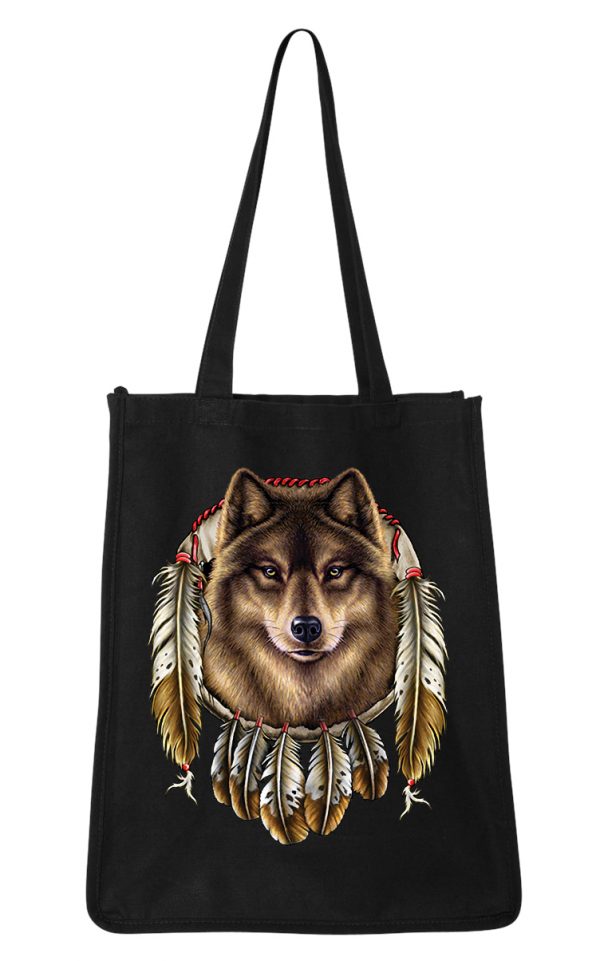 native American wolf shopping bag