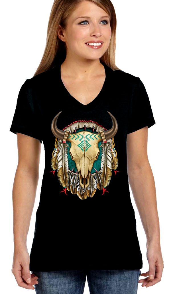 ladies biker t-shirt dreamcatcher steer