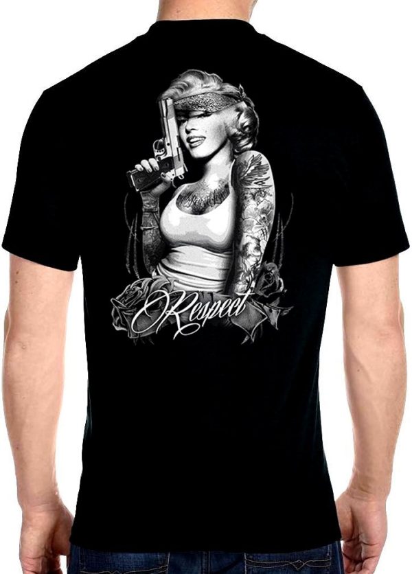 mens biker t-shirt Marilyn Monroe respect design